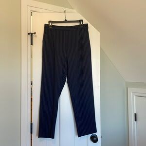 Pleated Navy Pinstripe Trouser